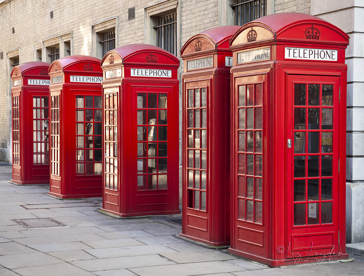 Five Red Telephone Boxes