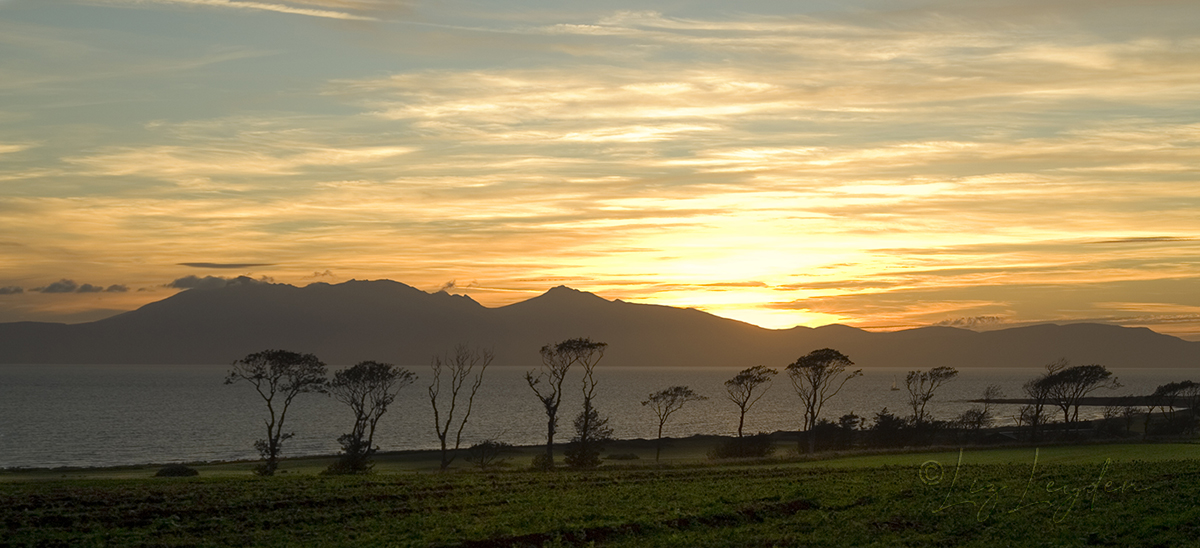 Sunset behind the Isle of Arran