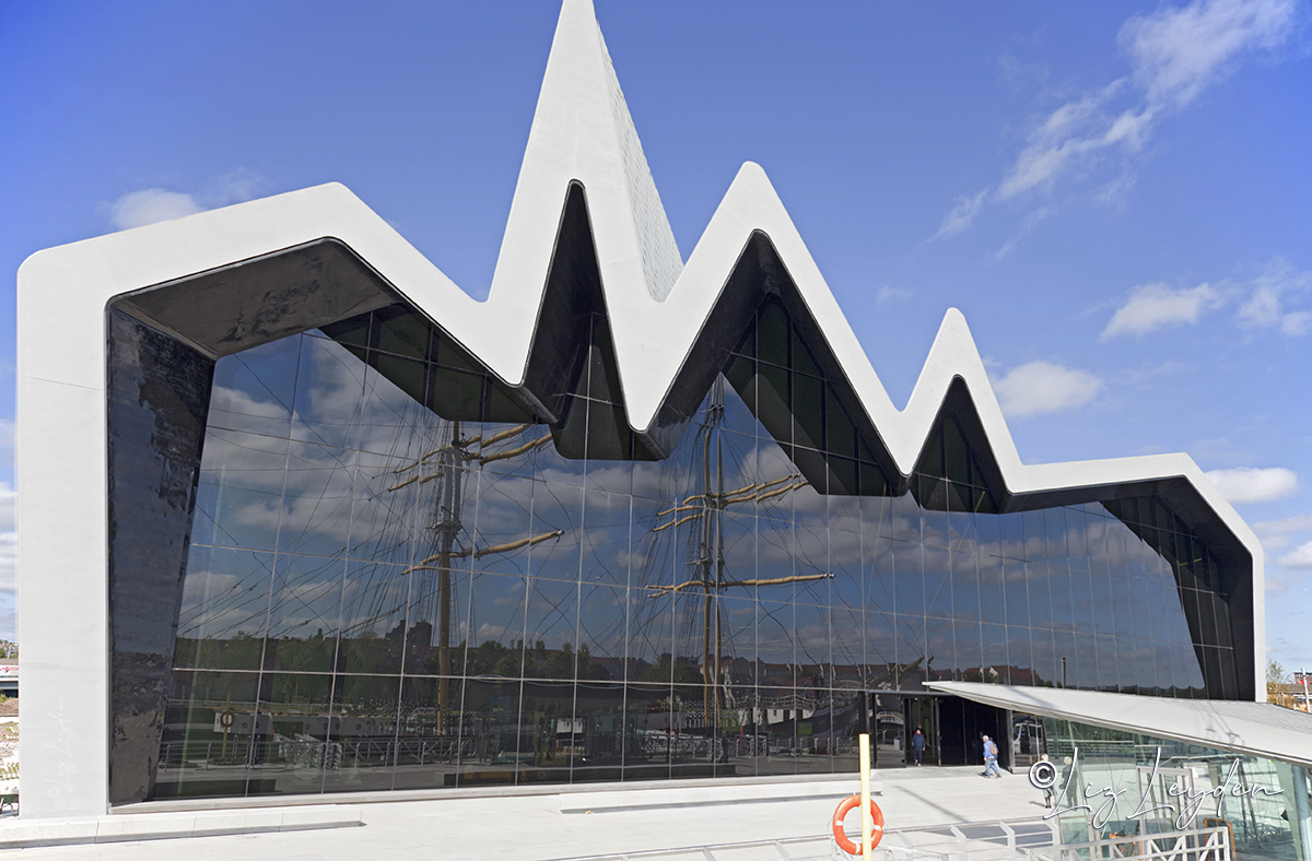 Riverside Museum, Glasgow. Front elevation.